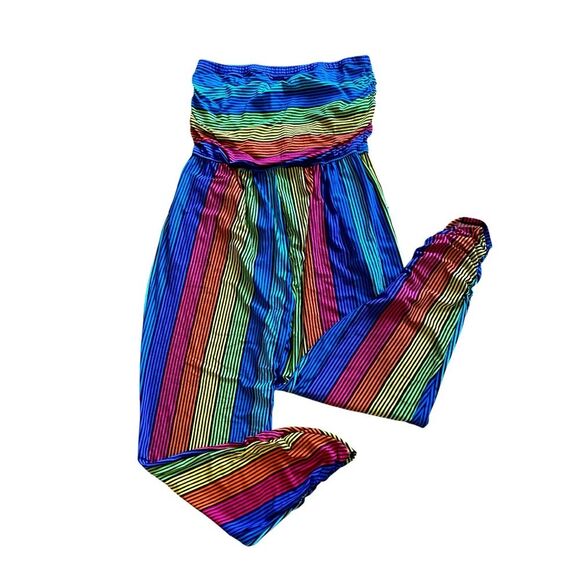 Rouge Rainbow Striped Jumpsuit Harem Style Stretch Womens Size 3X - Picture 2 of 10